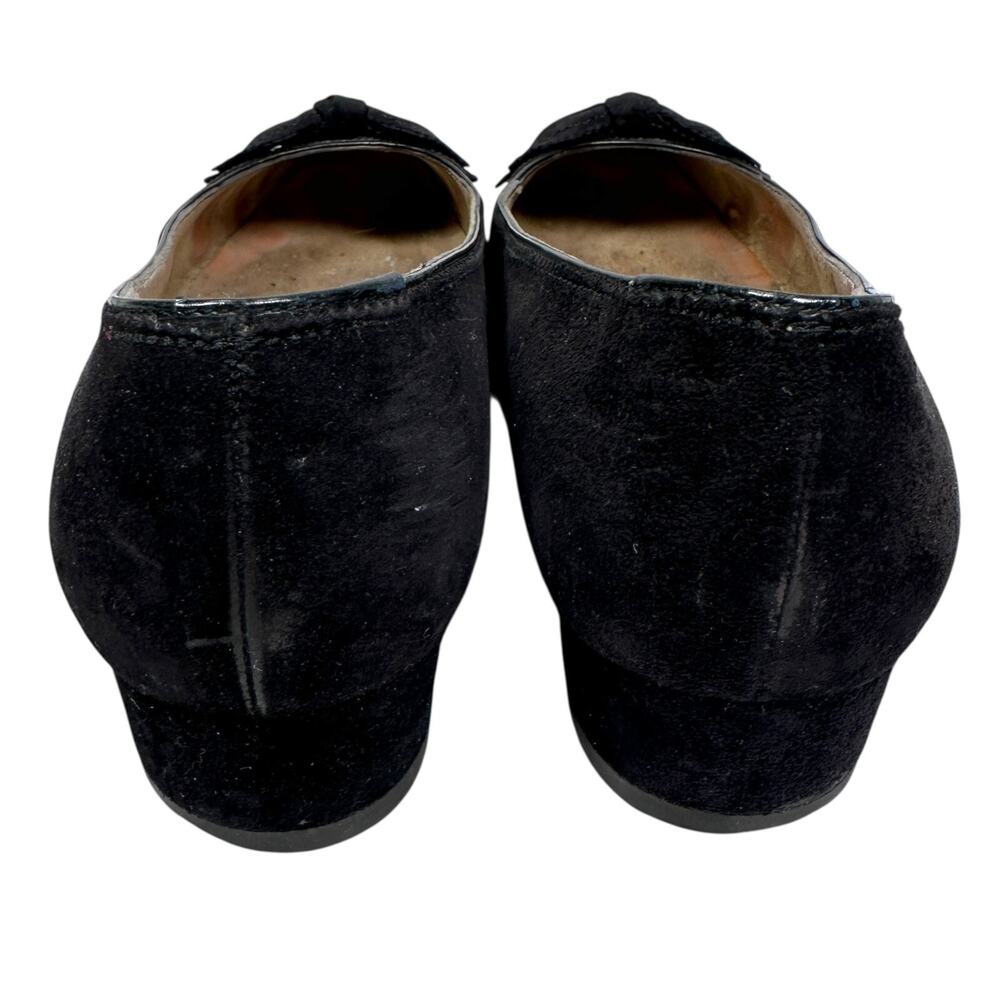 Salvatore Ferragamo Flats Women’s 6 B Black Pebbled Leather Nubuck Bow Shoes‎ - Picture 5 of 9